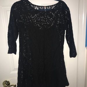 FREE PEOPLE black lace witchy dress